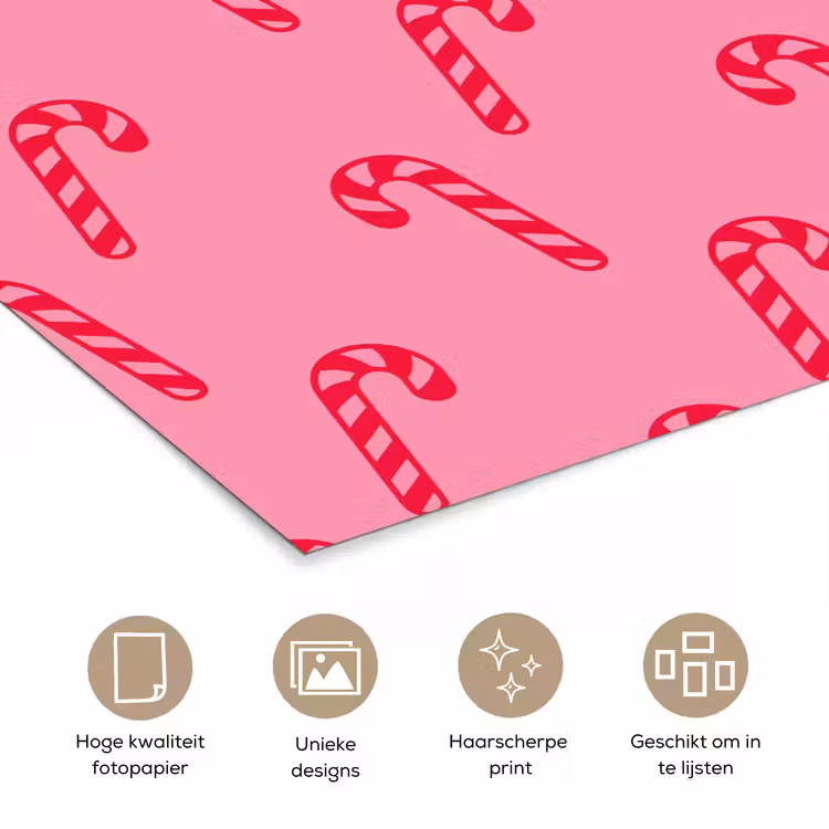 Poster - Kerst - Rood - Roze - Zuurstok — 5