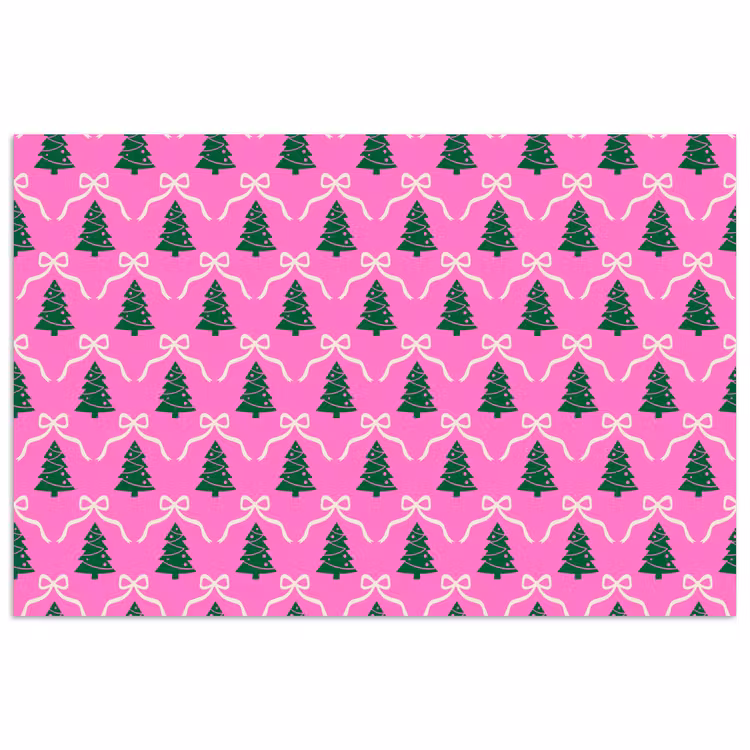 Poster - Kerst - Roze - Wit - Strik — 1