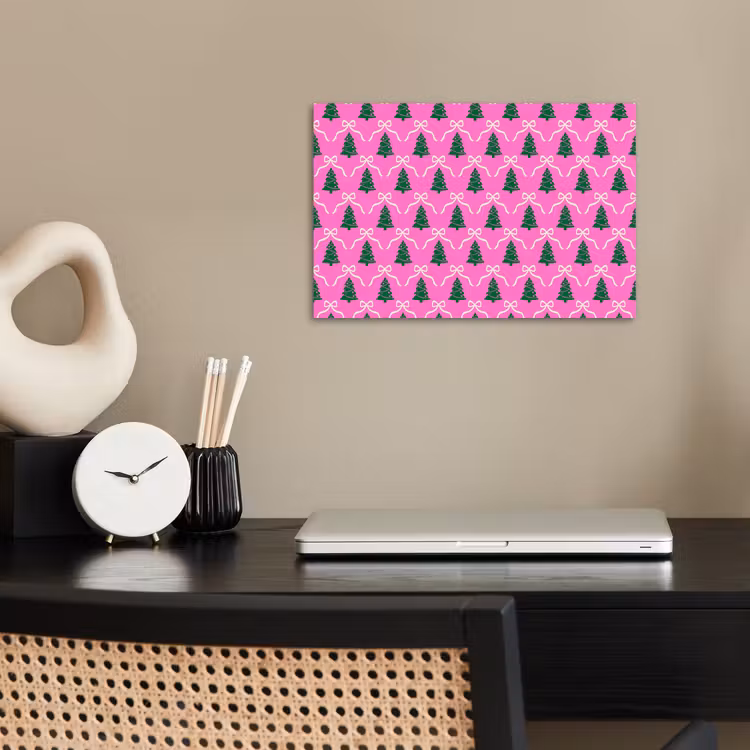 Poster - Kerst - Roze - Wit - Strik — 2