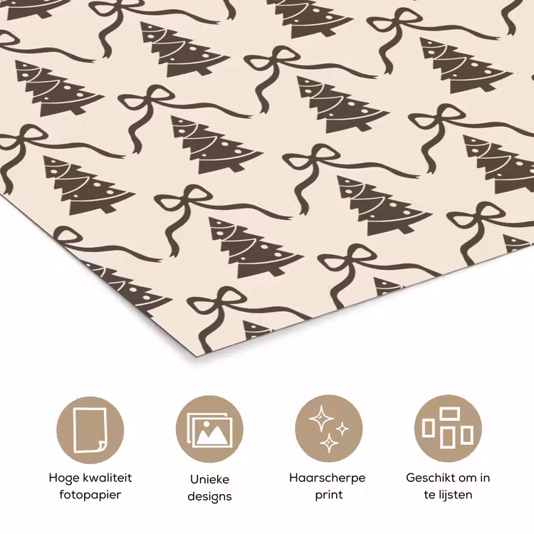 Poster - Kerst - Taupe - Crème - Strik — 5