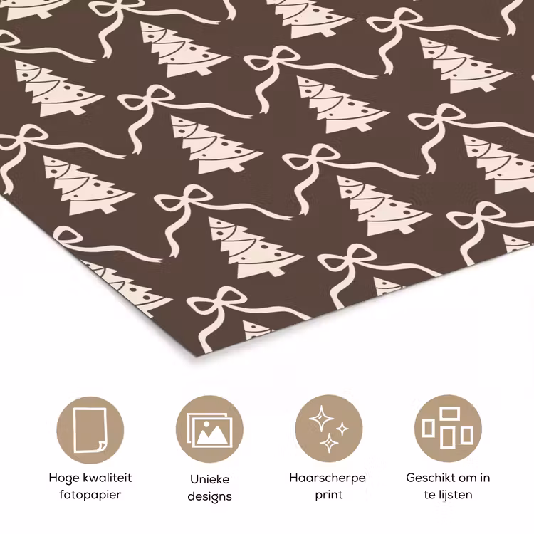 Poster - Strik - Taupe - Wit - Kerst — 5