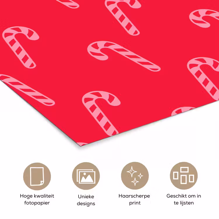 Poster - Kerst - Roze - Rood - Zuurstok — 5