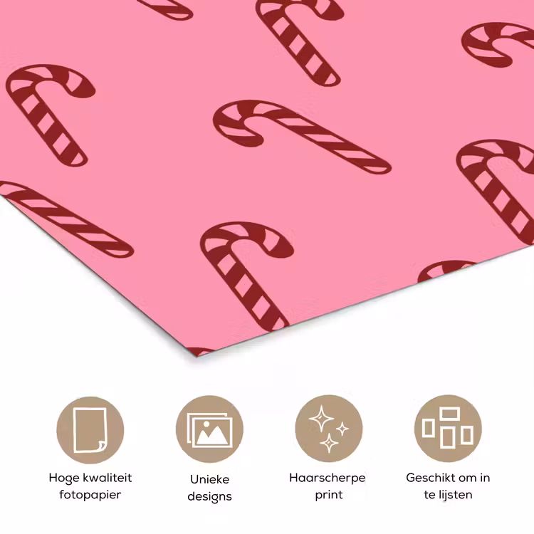 Poster - Kerst - Roze - Zuurstok - Rood — 5