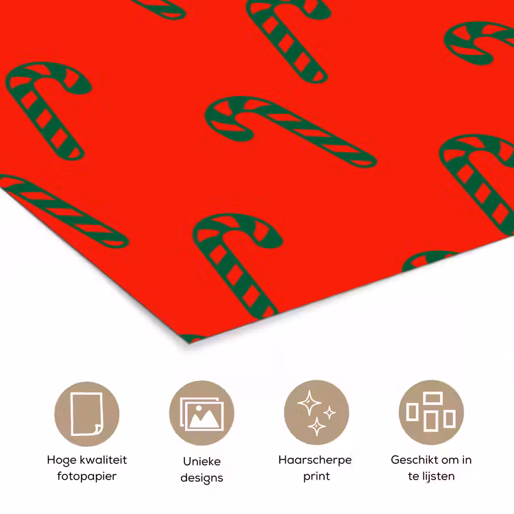 Poster - Kerst - Rood - Groen - Zuurstok — 5