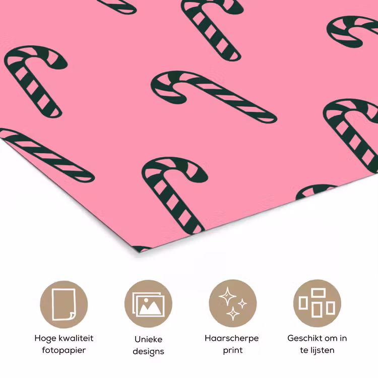 Poster - Kerst - Roze - Groen - Zuurstok — 5