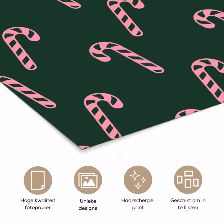 Poster - Kerst - Roze - Groen - Zuurstok — 5