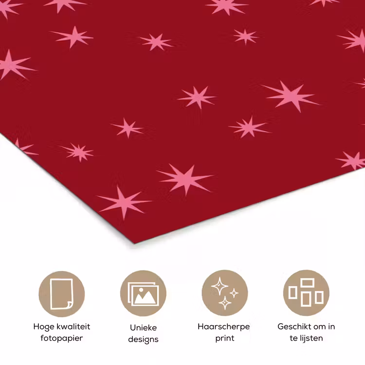 Poster - Ster - Roze - Kerst - Rood — 5