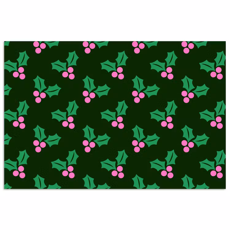 Poster - Hulst - Groen - Roze - Kerst — 1
