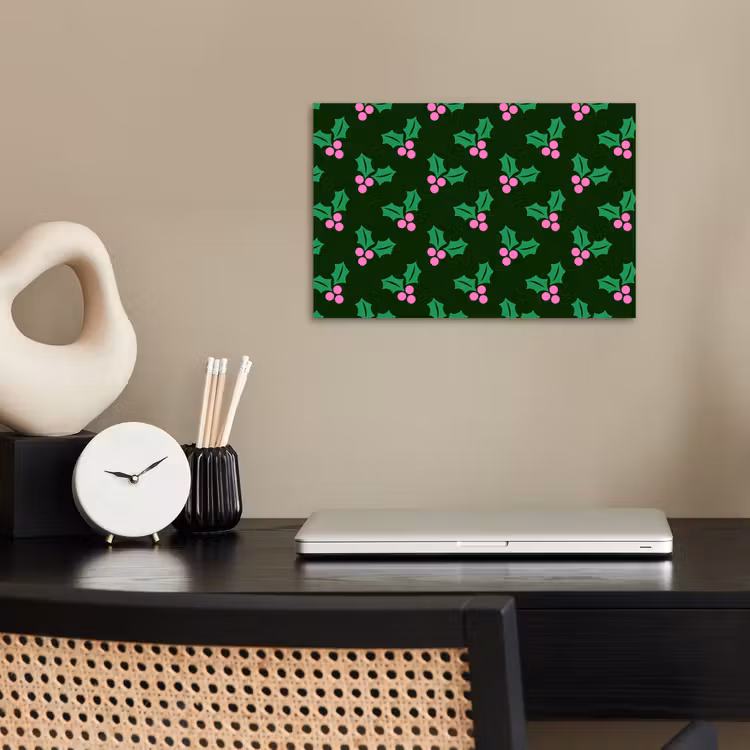 Poster - Hulst - Groen - Roze - Kerst — 2