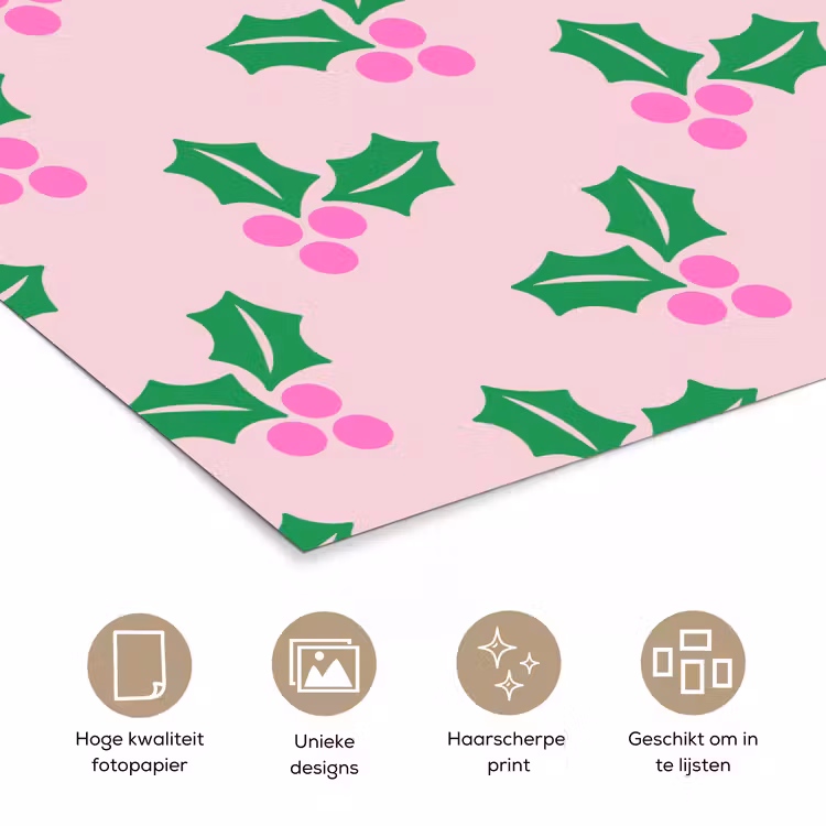 Poster - Kerst - Hulst - Roze — 5