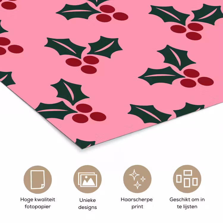Poster - Roze - Kerst - Hulst — 5