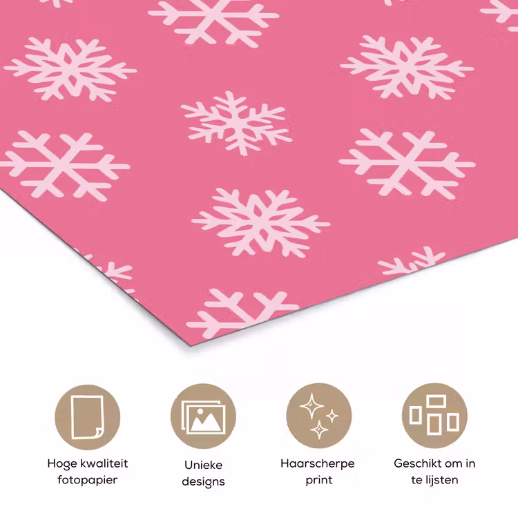 Poster - Sneeuwvlok - Kerst - Roze — 5