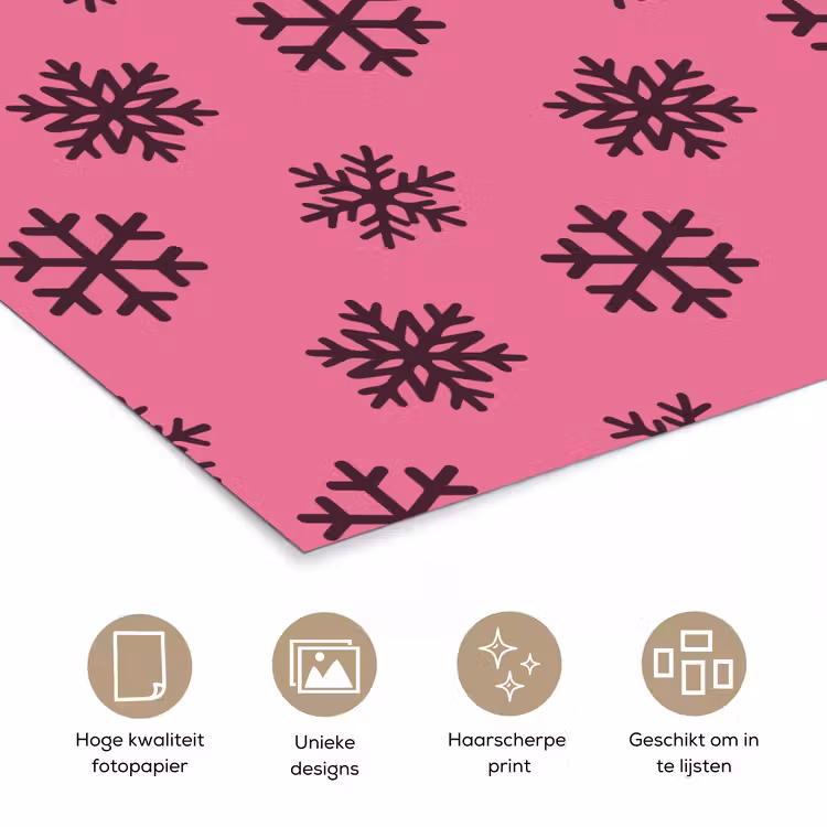 Poster - Sneeuwvlok - Paars - Roze - Kerst — 5