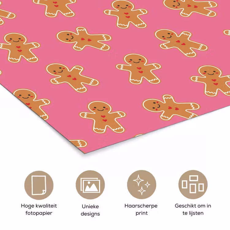 Poster - Peperkoek - Roze - Bruin - Kerst — 5