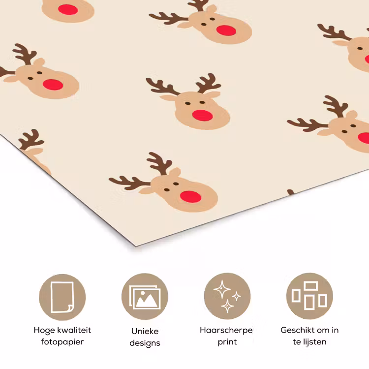 Poster - Rendieren - Kerst - Crème — 5