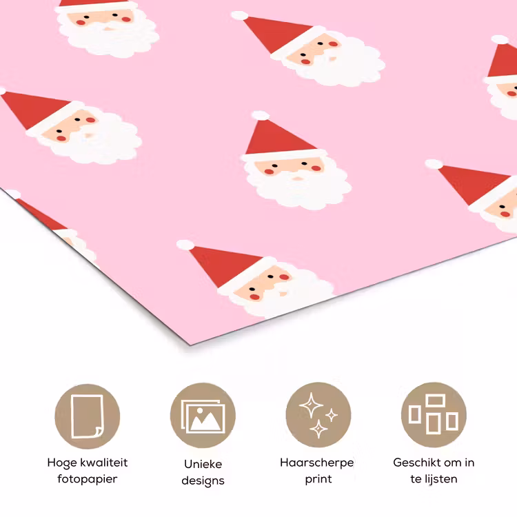 Poster - Kerstman - Kerst - Roze — 5