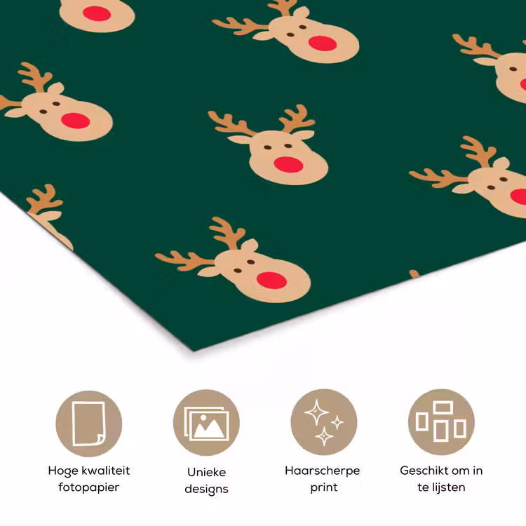Poster - Rendieren - Kerst - Groen — 5
