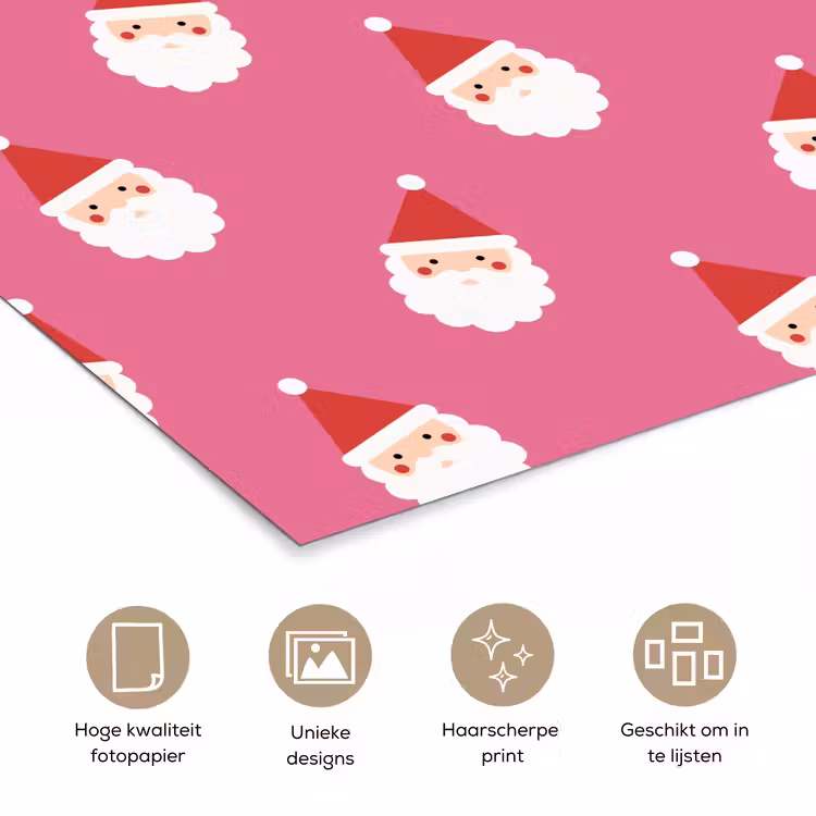 Poster - Kerstman - Kerst - Rood - Roze — 5
