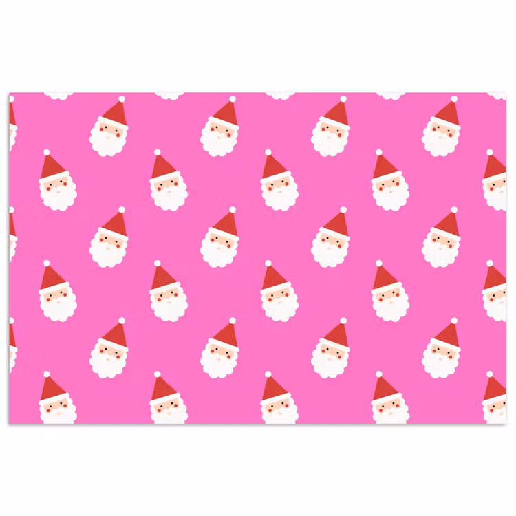 Poster - Kerstman - Kerst - Roze - Rood — 1
