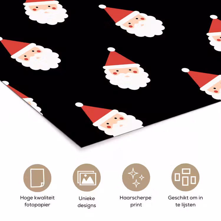 Poster - Kerstman - Kerst - Zwart — 5