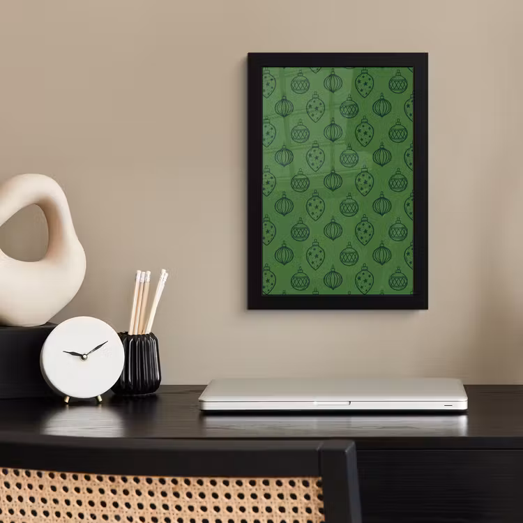 Poster met lijst - Kerstbal - Kerst - Groen — 2