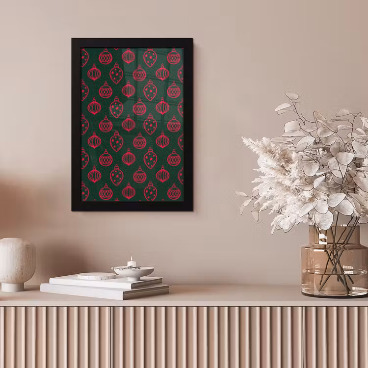Poster met lijst - Kerstbal - Rood - Groen — 5