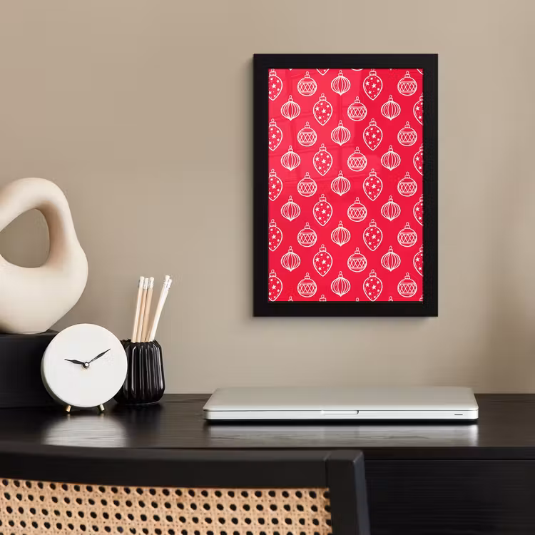 Poster met lijst - Kerstbal - Rood - Wit — 2