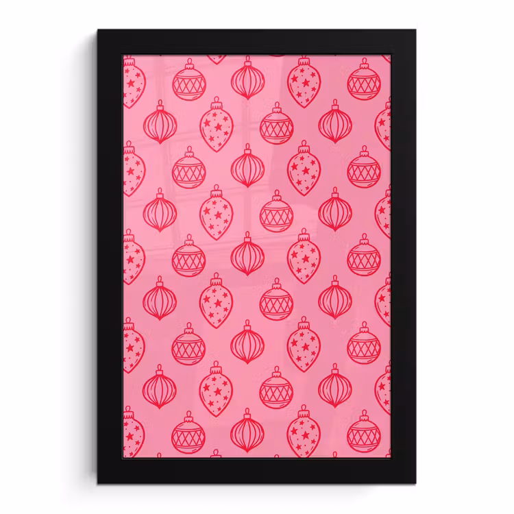 Poster met lijst - Kerstbal - Roze - Rood — 1