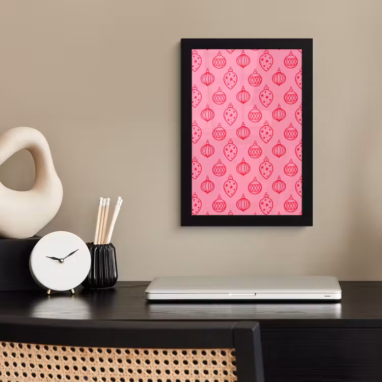 Poster met lijst - Kerstbal - Roze - Rood — 2