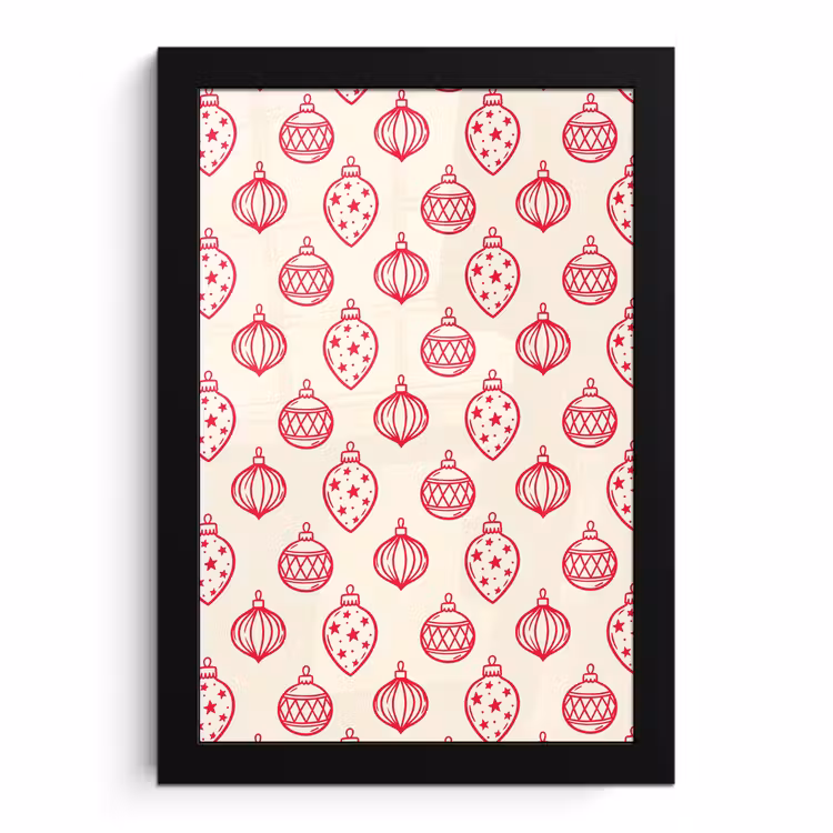 Poster met lijst - Kerstbal - Crème - Rood — 1
