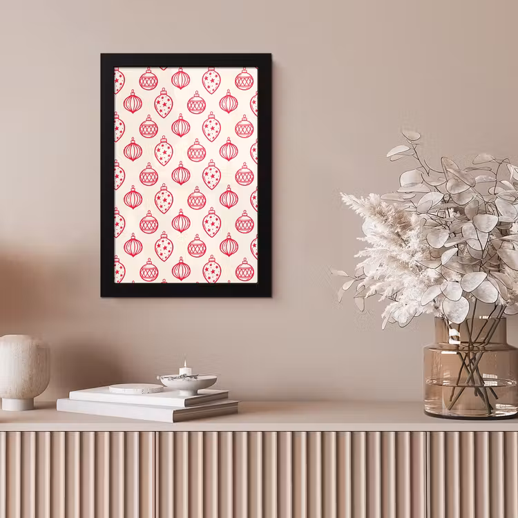 Poster met lijst - Kerstbal - Crème - Rood — 5