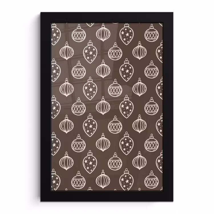 Poster met lijst - Kerstbal - Grijs - Crème — 1