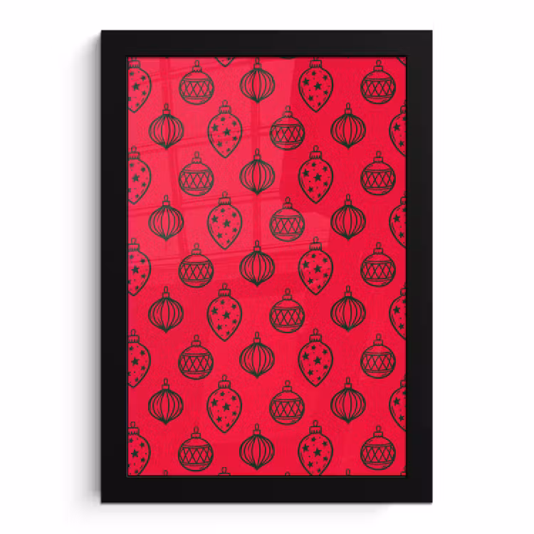 Poster met lijst - Kerstbal - Groen - Rood — 1