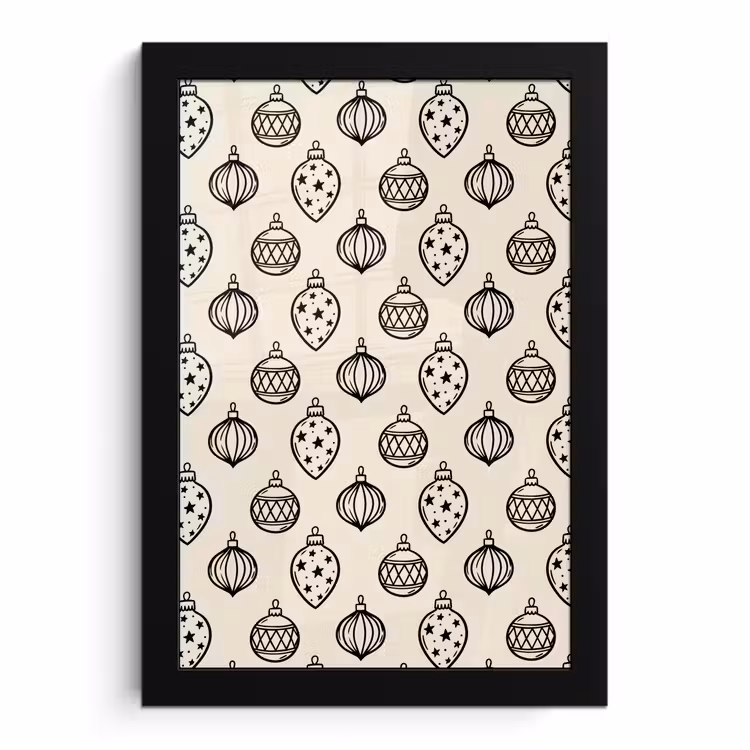 Poster met lijst - Kerstbal - Zwart - Wit — 1