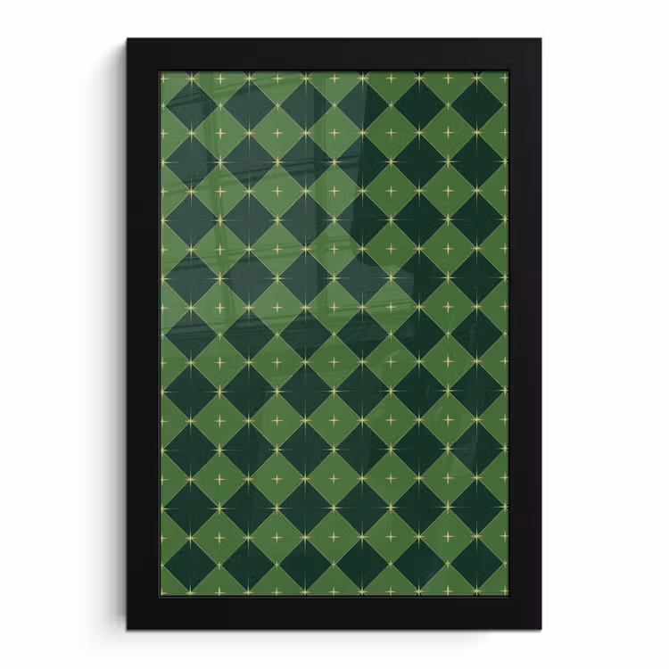 Poster met lijst - Ster - Groen - Kerst — 1