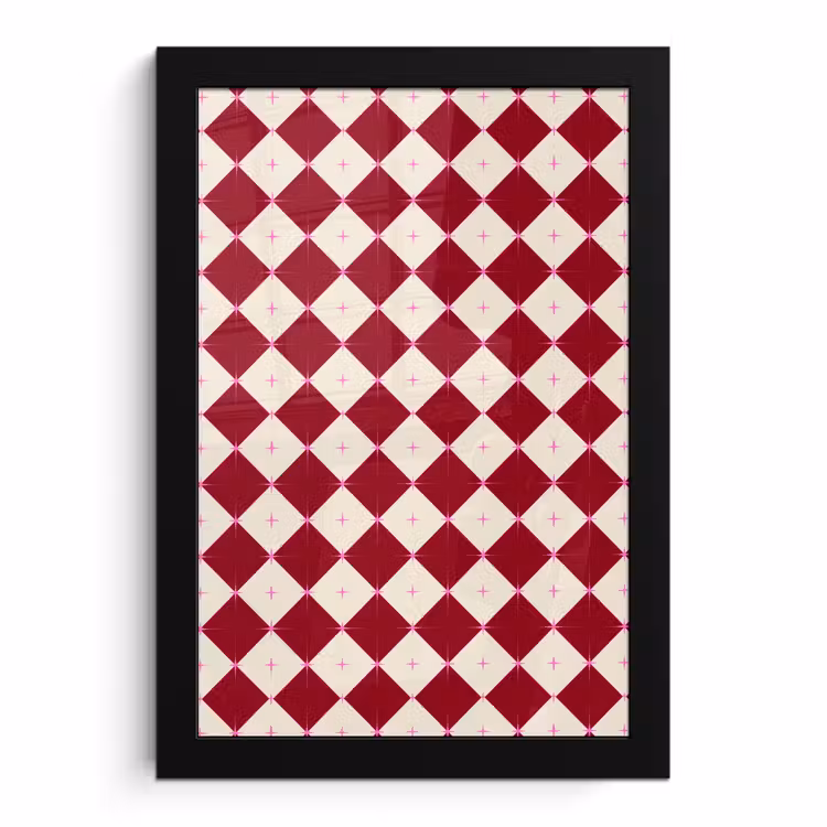 Poster met lijst - Ster - Roze - Rood - Kerst — 1