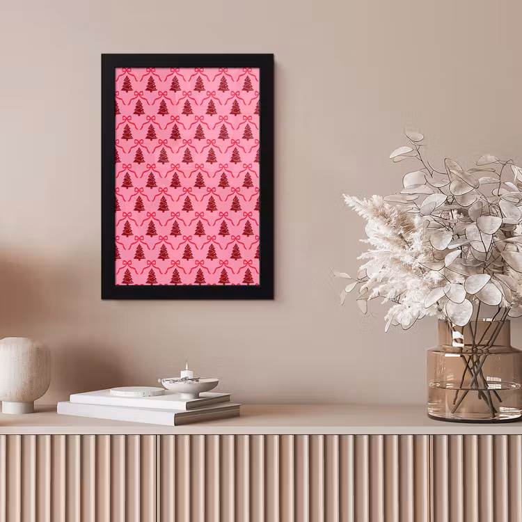 Poster met lijst - Kerst - Rood - Roze - Strik — 5
