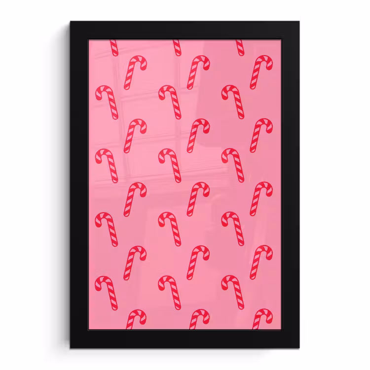 Poster met lijst - Kerst - Rood - Roze - Zuurstok — 1