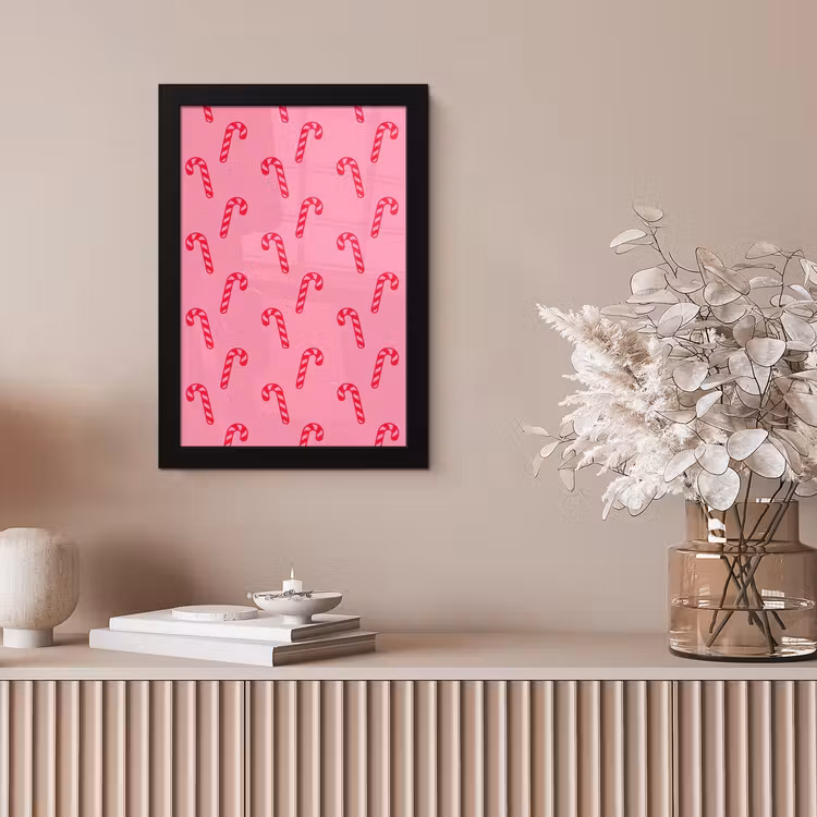 Poster met lijst - Kerst - Rood - Roze - Zuurstok — 5