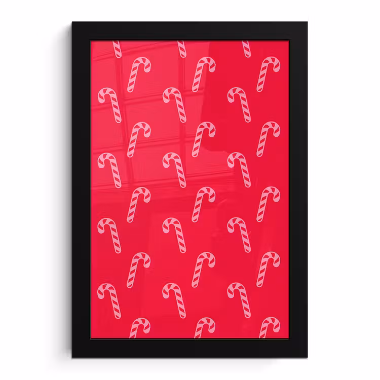 Poster met lijst - Kerst - Roze - Rood - Zuurstok — 1