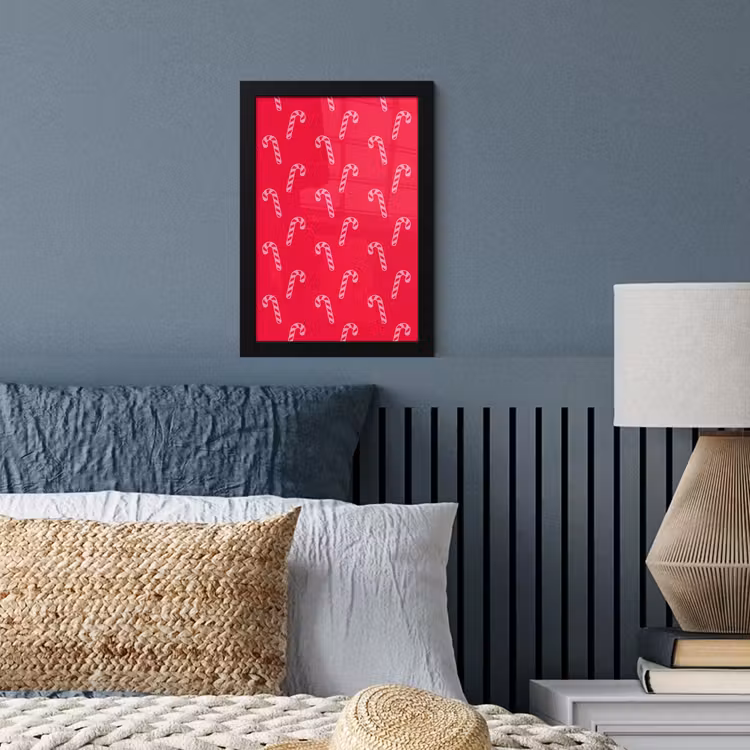 Poster met lijst - Kerst - Roze - Rood - Zuurstok — 3