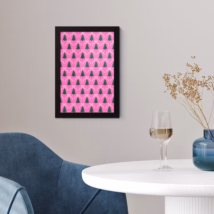 Poster met lijst - Kerst - Roze - Wit - Strik — 4