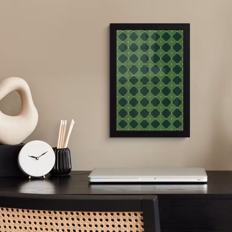 Poster met lijst - Ster - Groen - Roze - Kerst — 2