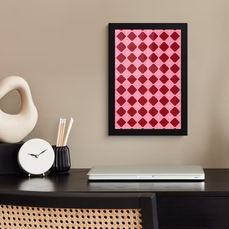Poster met lijst - Ster - Rood - Roze - Kerst — 2