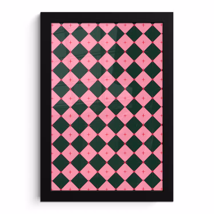 Poster met lijst - Ster - Roze - Groen - Kerst — 1