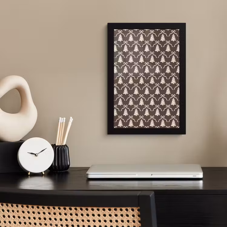 Poster met lijst - Strik - Taupe - Wit - Kerst — 2