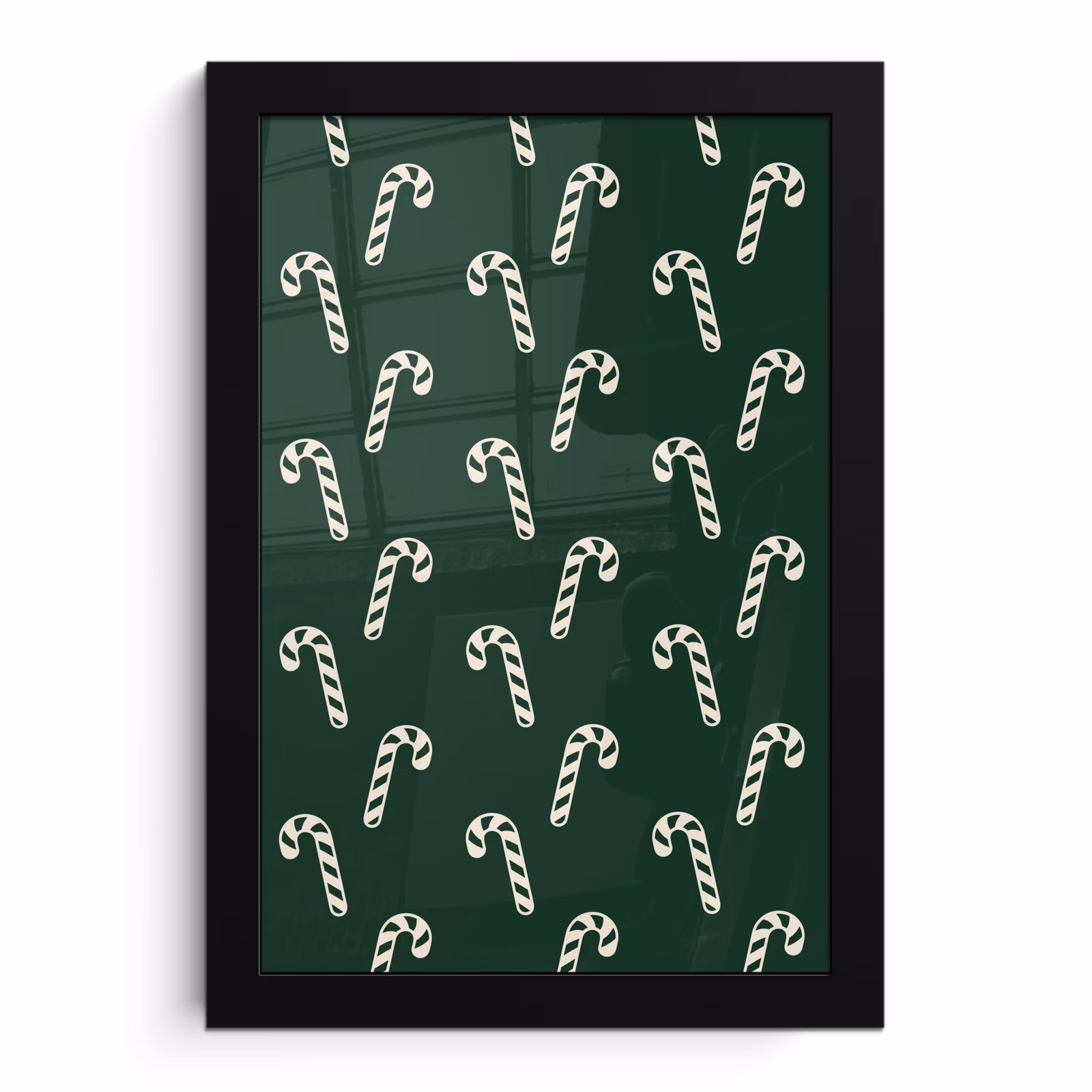 Poster met lijst - Kerst - Groen - Wit - Zuurstok — 1
