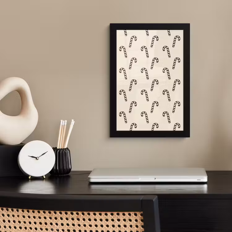Poster met lijst - Kerst - Grijs - Crème - Zuurstok — 2