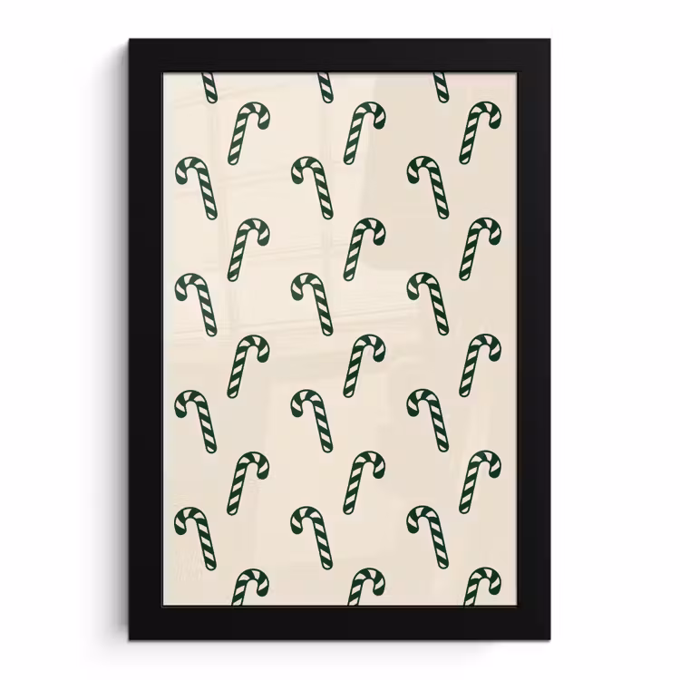 Poster met lijst - Kerst - Groen - Crème - Zuurstok — 1