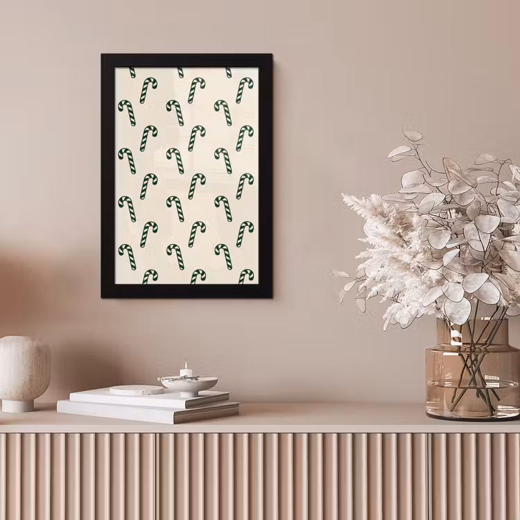Poster met lijst - Kerst - Groen - Crème - Zuurstok — 5